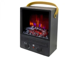 Cheminee Electrique Portable En Acier Noir Et Pieds