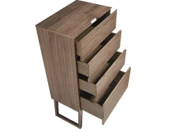 Chiffonier Em Madeira Folheada De Nogueira Com Quatro Gavetas. 7024