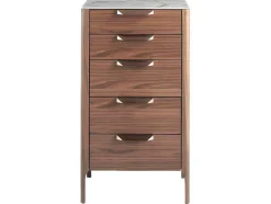 Chiffonier Em Madeira Folheada De Nogueira Com Tampo Em Fibra De Vidro De Efeito Marmore 7039