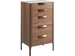 Chiffonier Em Madeira Folheada De Nogueira Com Tampo Em Fibra De Vidro De Efeito Marmore 7039