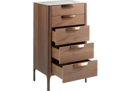 Chiffonier Em Madeira Folheada De Nogueira Com Tampo Em Fibra De Vidro De Efeito Marmore 7039