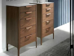 Chiffonier Em Madeira Folheada De Nogueira Com Tampo Em Fibra De Vidro De Efeito Marmore 7039