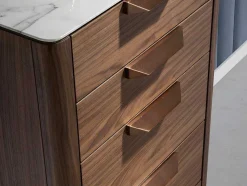 Chiffonier Em Madeira Folheada De Nogueira Com Tampo Em Fibra De Vidro De Efeito Marmore 7039