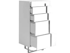 Chiffonier Em Mdf Lacado Branco Brilhante Com Cinco Gavetas 7018