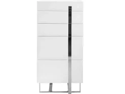 Chiffonier Em Mdf Lacado Branco Brilhante Com Cinco Gavetas 7018