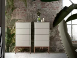 Chiffonier Em Mdf Lacado Em Niebla Brillo Com Quatro Gavetas 7036
