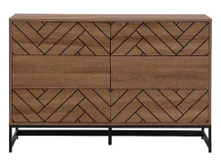 Cómoda Com 6 Gavetas Em Mdf E Aco Cor Natural E Preto - Caratana