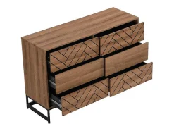 Cómoda Com 6 Gavetas Em Mdf E Aco Cor Natural E Preto - Caratana