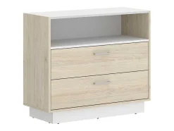 Cómoda Com 2 Gavetas E 1 Nicho Cor Natural E Branco - Leandre