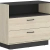 Cómoda Com 2 Gavetas E 1 Nicho Cor Natural E Antracite - Leandre