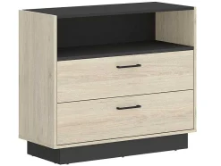Cómoda Com 2 Gavetas E 1 Nicho Cor Natural E Antracite - Leandre