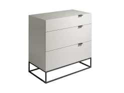 Cómoda Em Mdf Lacado Cinzento Perola Brilhante, Pegas 7020