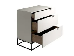 Cómoda Em Mdf Lacado Cinzento Perola Brilhante, Pegas 7020