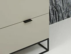 Cómoda Em Mdf Lacado Cinzento Perola Brilhante, Pegas 7020