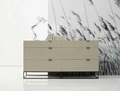 Cómoda Em Mdf Lacado Cinzento Perola Brilhante, Pegas 7020