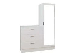 Cómoda 3 Gavetas Com Armário E Espelho Branco - Vitorio