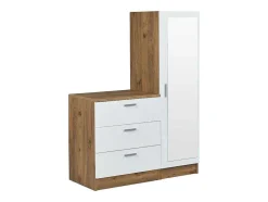 Cómoda 3 Gavetas Com Armário E Espelho Branco E Natural - Vitorio