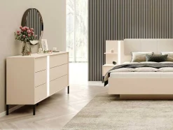 Cómoda 6 Gavetas Com Leds Bege - Elynia