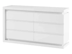 Cómoda 6 Gavetas Com Leds, Mdf Lacado A Branco - Flarancia