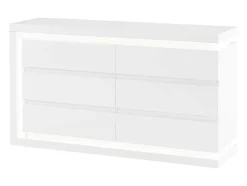 Cómoda 6 Gavetas Com Leds, Mdf Lacado A Branco - Flarancia