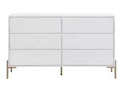 Cómoda 6 Gavetas, Mdf E Metal Lacado A Branco E Dourado - Korasa