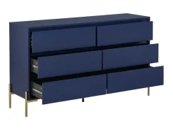 Cómoda 6 Gavetas Mdf E Metal Lacado A Azul E Dourado - Korasa De Pascal Morabito