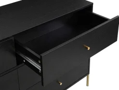 Cómoda 6 Gavetas Mdf E Metal Preto E Dourado - Milavia De Pascal Morabito