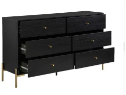 Cómoda 6 Gavetas Mdf E Metal Preto E Dourado - Milavia De Pascal Morabito