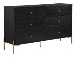 Cómoda 6 Gavetas Mdf E Metal Preto E Dourado - Milavia De Pascal Morabito