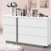 Cómoda Napoli - 6 Gavetas - Branco E Cinzento