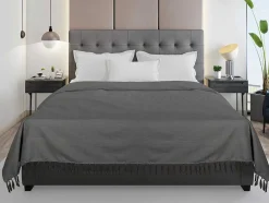 Colcha Com Franjas Em Algodao 230 X 250 Cm Cinza - Segna