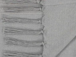 Colcha Com Franjas Em Algodao 230 X 250 Cm Cinza - Segna