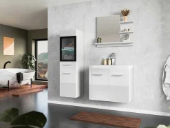 Coluna De Casa De Banho Branco Com Leds C30 X L30 X A109 Cm - Laurine