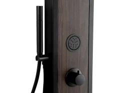 Coluna De Duche De Hidromassagem Preto Com Decoração Madeira A127 X L48,5 Cm - Ubala