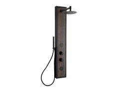 Coluna De Duche De Hidromassagem Preto Com Decoração Madeira A127 X L48,5 Cm - Ubala