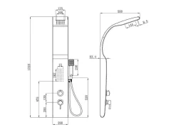 Coluna De Duche Hidromassagem Kourbea - Preta - 20 X 132 Cm