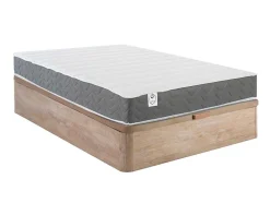 Conjunto Artigos De Cama 160 X 200 Cm Sommier Com Espaco De Arrumação Natural Claro + Colchão De Espuma Hd - Heaven Da Dreamea