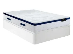 Conjunto Artigos De Cama 160 X 200 Cm Sommier Com Espaco De Arrumação Branco + Colchão De Molas Ensacadas - Marquis Da Dreamea