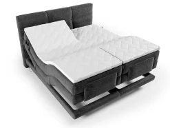 Conjunto Boxspring Cabeceira De Cama Acolchoada, Sommier Articulado Eletrico + Colchão + Sobrecolchão 2 X 90 X 200 Cm Antracite - Lodi Da Palacio