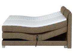 Conjunto Boxspring Cabeceira De Cama + Sommier De Relaxamento Eletrico + Colchão + Sobrecolchão Castel Da Palacio - 2X80X200 Cm - Tecido Bege