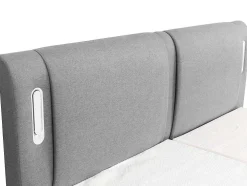 Conjunto Boxspring Cabeceira De Cama Com Leds + Sommier Articulado Eletrico + Colchão + Sobrecolchão 2 X 90 X 200 Cm Tecido Cinzento - Astemi Da Palacio