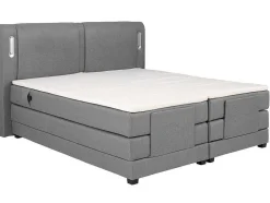Conjunto Boxspring Cabeceira De Cama Com Leds + Sommier Articulado Eletrico + Colchão + Sobrecolchão 2 X 80 X 200 Cm Tecido Cinzento - Astemi Da Palacio