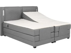 Conjunto Boxspring Cabeceira De Cama Com Leds + Sommier Articulado Eletrico + Colchão + Sobrecolchão 2 X 80 X 200 Cm Tecido Cinzento - Astemi Da Palacio