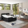 Conjunto Boxspring Cabeceira De Cama + Sommier De Relaxamento Eletrico + Colchão + Sobrecolchão Castel Da Palacio - 2X80X200 Cm - Tecido Antracite