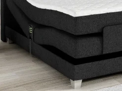 Conjunto Boxspring Cabeceira De Cama + Sommier De Relaxamento Eletrico + Colchão + Sobrecolchão Castel Da Palacio - 2X80X200 Cm - Tecido Antracite