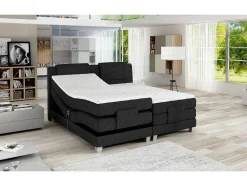 Conjunto Boxspring Cabeceira De Cama + Sommier De Relaxamento Eletrico + Colchão + Sobrecolchão Castel Da Palacio - 2X80X200 Cm - Tecido Antracite
