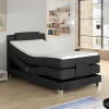 Conjunto Boxspring Cabeceira De Cama + Sommier De Relaxamento Eletrico + Colchão + Sobrecolchão Castel Da Palacio - 100X200 Cm -Tecido Antracite