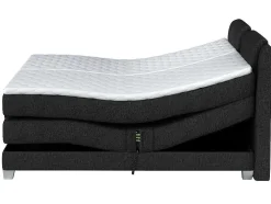 Conjunto Boxspring Cabeceira De Cama + Sommier De Relaxamento Eletrico + Colchão + Sobrecolchão Castel Da Palacio - 2X90X200 Cm - Tecido Antracite