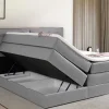Conjunto Boxspring Cabeceira De Cama + Sommiers Com Arrumação + Colchão + Sobrecolchão, 160 X 200 Cm, Tecido Cinzento-Claro - Perama Da Palacio
