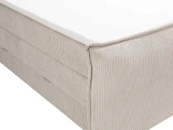 Conjunto Boxspring Cabeceira De Cama + Sommiers Com Espaco De Arrumação + Colchão + Sobrecolchão 2 X 80 X 200 Cm Veludo Canelado Marfim - Rhoda Da Palacio